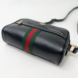 GUCCI BLK LEATHER MINI OPHIDIA CROSSBODY BAG