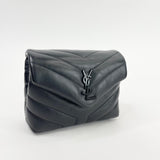 SAINT LAURENT TOY LOULOU IN BLK LEATHER WITH BHW