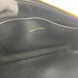 BALENCIAGA VILLE BLK LEA LOGO ZIP POUCH / CLUTCH