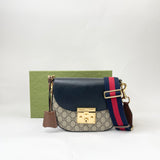GUCCI GG SUPREME & BLK LEA PADLOCK CROSSBODY