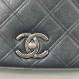 CHANEL QUILTED BLK CALFSKN LEA & RUTHENIUM HW MINI SEASONAL FLAP CROSSBODY