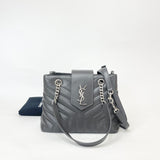 SAINT LAURENT LOULOU SHOPPER TWO WAY GREY LEA & SHW TOTE