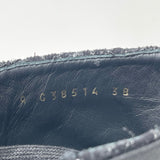 CHANEL BLK & SILVER TWEED & PEARL LACE UP BOOTS  sz 38