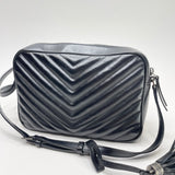 SAINT LAURENT LOU CAMERA IN BLK CHEVRON LEA & AGED SHW