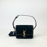 SAINT LAURENT SOLFERINO BAG IN BLK SUEDE LEA & GHW