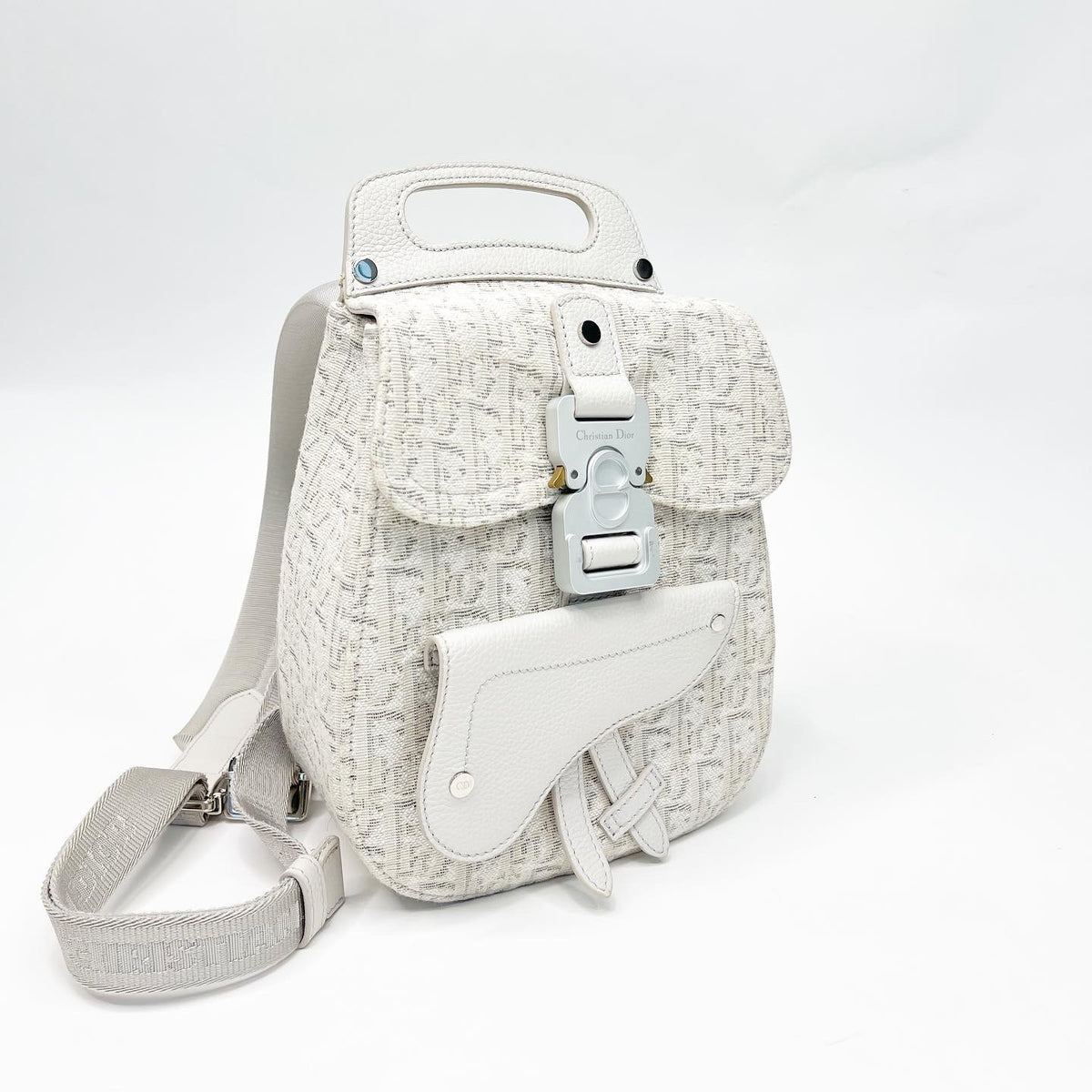 DIOR HOMME LIGHT GREY OLBIQUE JACQARD SADDLE BACKPACK – BLuxe Boutique