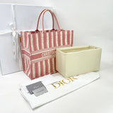 CHRISTIAN DIOR PINK & CRM STRIPED LARGE BOOK TOTE