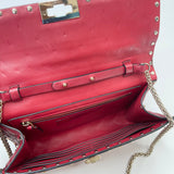 VALENTINO ROCKSTUD CROSSBODY/ CLUTCH  IN RED LMBSKN LEA & GHW