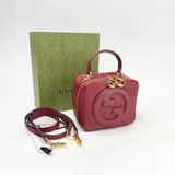GUCCI RED LEA BLONDIE TOP HANDLE / CROSSBODY BAG