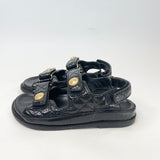 CHANEL SANDAL IN SHINY BLK LEA & GHW SZ 37