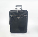 PRADA TESSUTO NYLON AND SAFFIANO LEATHER BLK TROLLEY ROLL LUGGAGE