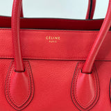 CELINE MINI LUGGAGE TOTE IN RED PEBBLED LEATHER + INSERT ORGANIZER