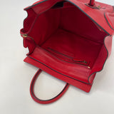 CELINE MINI LUGGAGE TOTE IN RED PEBBLED LEATHER + INSERT ORGANIZER