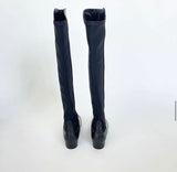 STUART WEITZMAN MAINLAND BLK LEATHER STRETCH OTK BOOTS SZ 6.5