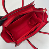 CELINE MINI LUGGAGE TOTE IN RED PEBBLED LEATHER + INSERT ORGANIZER