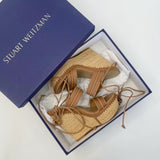 STUART WEITZMAN ABANDON BEIGE TIE UP WEDGE SANDALS sz 6
