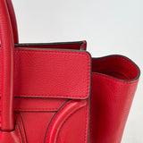 CELINE MINI LUGGAGE TOTE IN RED PEBBLED LEATHER + INSERT ORGANIZER