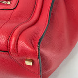 CELINE MINI LUGGAGE TOTE IN RED PEBBLED LEATHER + INSERT ORGANIZER