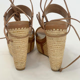STUART WEITZMAN ABANDON BEIGE TIE UP WEDGE SANDALS sz 6