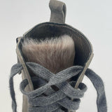 BRUNELLO CUCINELLI GREY SUEDE & FUR LINED W CASHMERE LACE ANKLE BOOTS