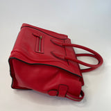 CELINE MINI LUGGAGE TOTE IN RED PEBBLED LEATHER + INSERT ORGANIZER