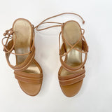 STUART WEITZMAN ABANDON BEIGE TIE UP WEDGE SANDALS sz 6