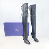 STUART WEITZMAN BLK LEATHER HIGHLAND THIGH HIGH BOOTS SZ 35