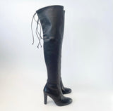 STUART WEITZMAN BLK LEATHER HIGHLAND THIGH HIGH BOOTS SZ 35