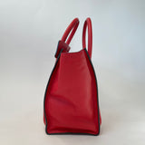 CELINE MINI LUGGAGE TOTE IN RED PEBBLED LEATHER + INSERT ORGANIZER