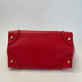 CELINE MINI LUGGAGE TOTE IN RED PEBBLED LEATHER + INSERT ORGANIZER