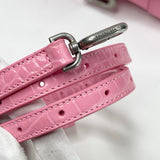 BALENCIAGA XS HOURGLASS IN PINK CROC EMBOSSED LEA