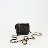 CHANEL MINI SQUARE VANITY CROSSBODY IN BLK CAVIAR LEA & LIGHT GHW