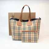BURBERRY LRG BRIAR CHECK LONDON TOTE + ZIP POUCH