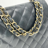 CHANEL BLK CAVIAR LEATHER MAXI DOUBLE FLAP W GHW