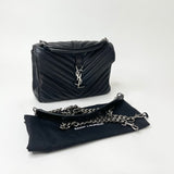 SAINT LAURENT MEDIUM COLLEGE BAG IN BLK LEA & RHW