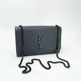 SAINT LAURENT KATE IN BLK GRAIN DE POUDRE EMBOSSED LEATHER & BHW
