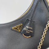 PRADA RE EDITION 2005 CROSSBODY IN BLK SAFFIANO LEA & GHW
