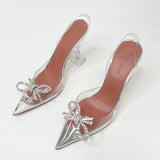 AMINA MUADDI ROSIE PVC & CRYSTAL SLINGBACK PUMPS SZ 38.5
