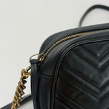 GUCCI MARMONT CAMERA BAG IN BLK LEA & GHW - BLuxe Boutique
