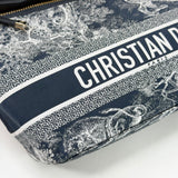 CHRISTIAN DIOR DIORTRAVEL NOMAD POUCH IN BLUE TOILE DE JOUY REVERSE TECHNICAL FABRIC