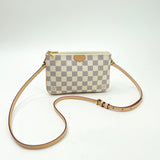 LOUIS VUITTON DOUBLE ZIP POCHETTE IN DAMIER AZUR & GHW