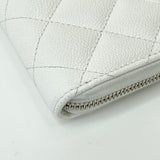 CHANEL CLASSIC ZIP COIN/ CARD CASE IN WHT CAV LEA & GHW