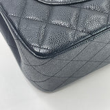 CHANEL BLK CAVIAR LEA LARGE DOUBLE FLAP SHW