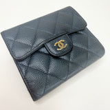 CHANEL CLASSIC FLAP WALLET IRIDESCENT NAVY CAVIAR LEA & GHW