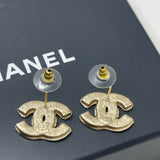 CHANEL CORAL ENAMEL & GOLD STRASS STUD EARRINGS