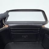 CHANEL RECTANGULAR METAL TOP HANDLE VANITY IN BLK LMBSKN & BRUSHED GHW
