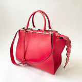 FENDI 2 JOURS CORAL RED LEA 2 WAY BAG