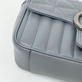 GUCCI SMALL MARMONT FLAP BAG IN GRAY LEA & SHW