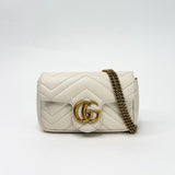 GUCCI MARMONT SUPER MINI IN WHT LEA & GHW