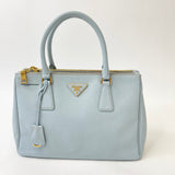 PRADA DOUBLE ZIP GALLERIA TOTE IN LT BLUE SAFFIANO LEA & GHW